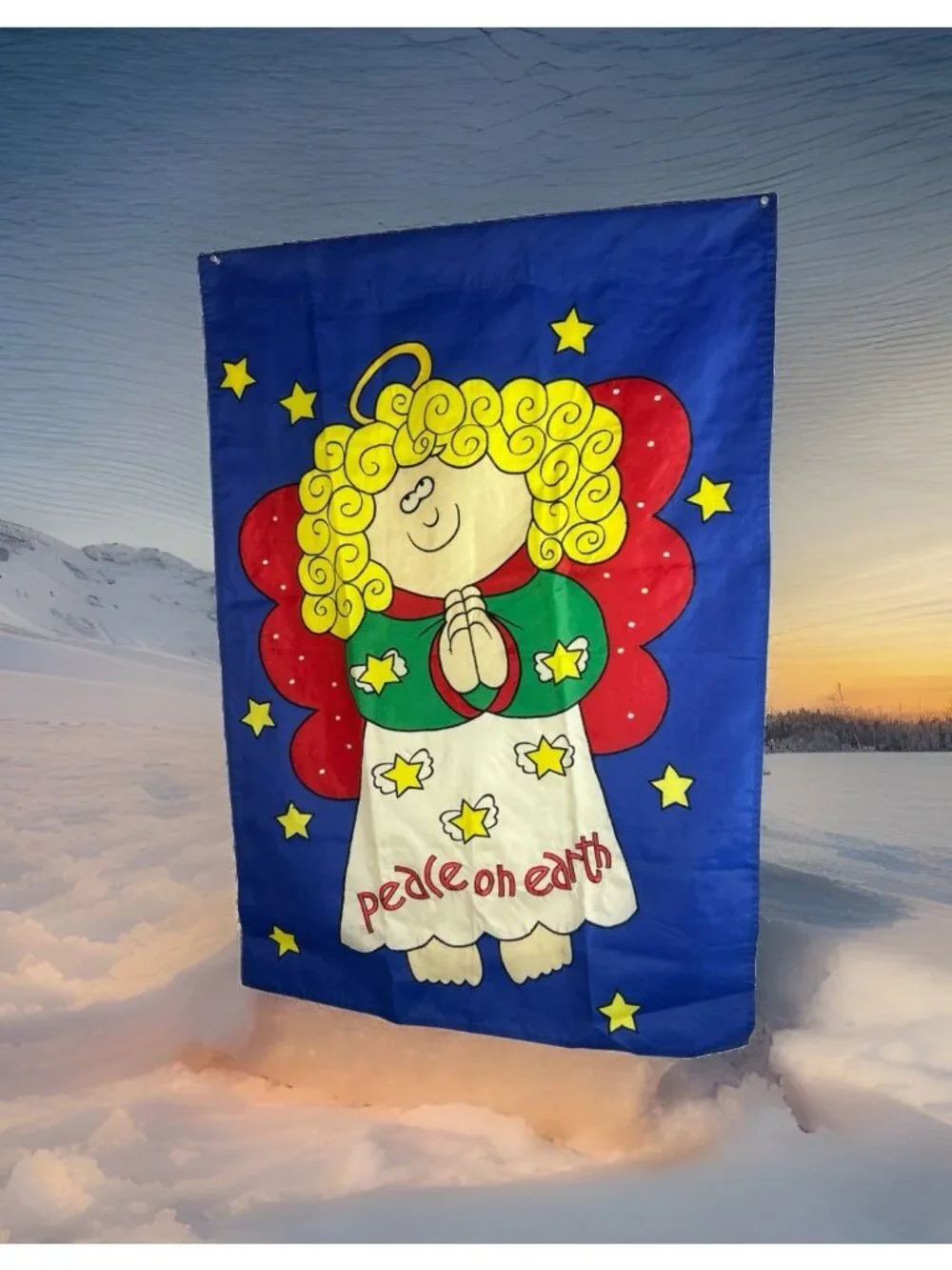 Vintage Christmas Angel Outdoor Flag Banner 